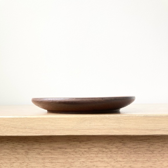 kay bojesen denmark teak mid century round plate dish hand painted golden rose - Picture 3 of 9